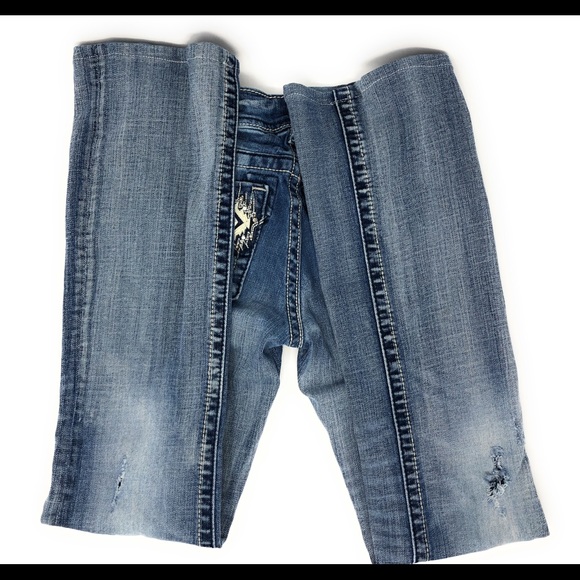 Miss Me jeans Aztec tribal destroyed  27x28 boot - Picture 4 of 8